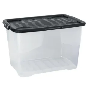 Plastlåda STRATA 65L klar med lock PP