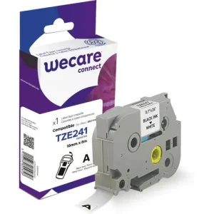 Tape WECARE 18mm TZe-241 Svart på Vit