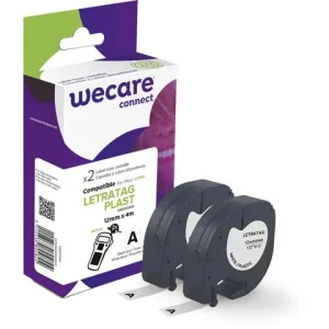 Tape WECARE Plast 12mmx4m Sv på Vit 2/fp