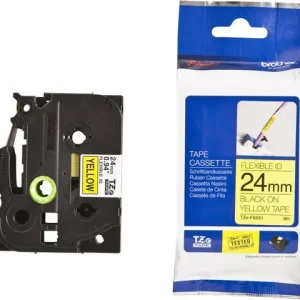 Tape BROTHER TZEFX651 24mm Svart på Gul