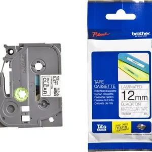 Tape BROTHER TZEM31 12mm Svart på Klar M