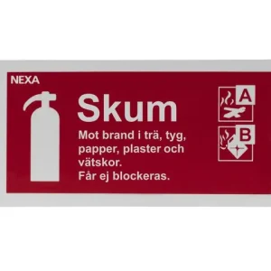 Skylt NEXA brandsläckare skum 10x20cm