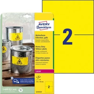 Etikett AVERY 210x148mm gul 40/fp