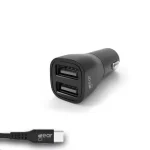 Laddare Bil GEAR 2xUSB 3.4A USB-C 2.0 1m