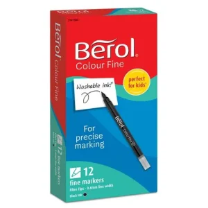 Fiberpenna BEROL Fine svart 12/fp