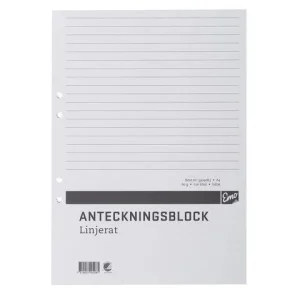 Anteckningsblock A4 100 blad hål TF linj