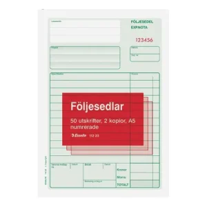 Blankett följesedel A5 3x50 bl num