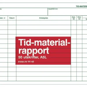 Blankett tid- och materialrapport A5L
