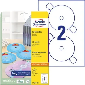 Etikett AVERY CD laser/inkjet 50/fp
