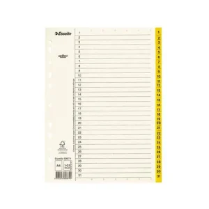 Pappregister Servo A4 1-31 gul flik