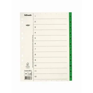 Pappregister Servo A4 1-12 grön flik