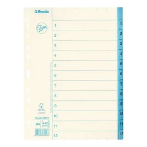 Pappregister JOPA A4 1-12 vit/blå