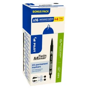 Märkpenna PILOT Twin Marker svart 20/fp