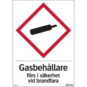 Skylt Gasbehållare plast 210x297mm