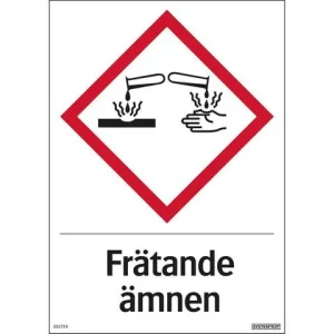 Skylt Frätande ämnen 210x297mm