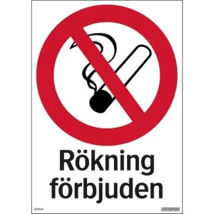 Skylt Rökning förbjuden alum. 210x297mm