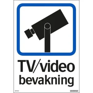 Skylt TV/video bevakning 210x297mm