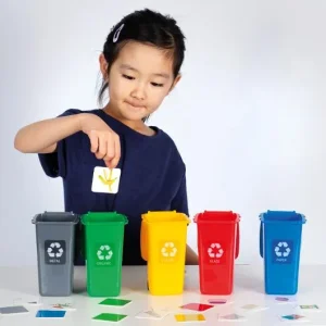 Spel Återvinningsspel med 5 soptunnor