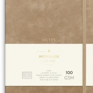 Ant.bok BURDE Deluxe A5 linj smooth beig