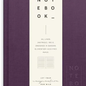 Ant.bok BURDE A5 textil linjerad lila