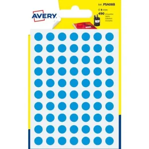 Etikett AVERY 8mm blå 490/fp