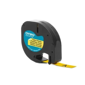 Tape LetraTag plast 12mm svart på gul