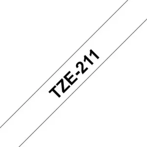 Tape BROTHER TZE211 6mm svart på vit
