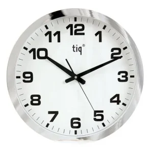 Väggur TIQ Ø40cm silver tystgående