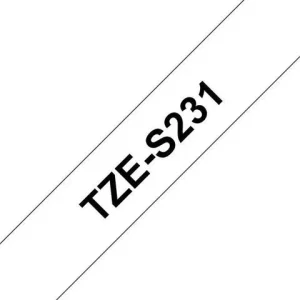 Tape BROTHER TZES231 12mm svart på vit
