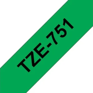 Tape BROTHER TZE751 24mm svart på grön