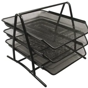 Brevkorg metall 3-facks svart