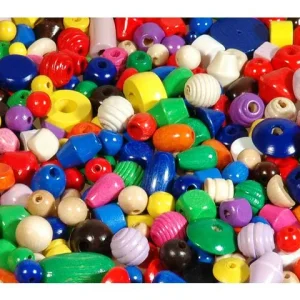 Träpärlmix 750g blandade färger