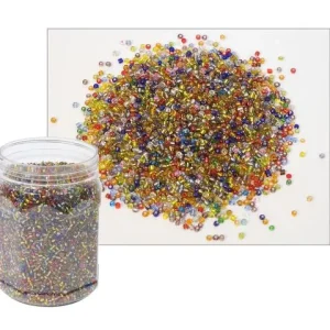 Glaspärlor 500g transp. blandade färger